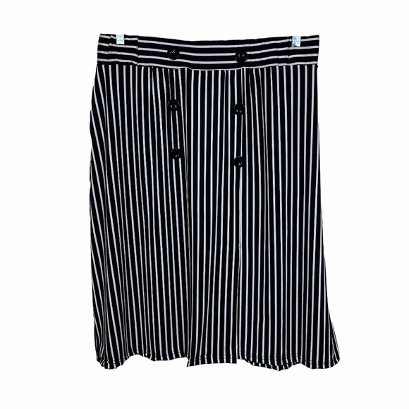 ROBERT LOUIS Black White Striped Skirt Vertical Stripe Career Office, Size XL - Picture 1 of 7